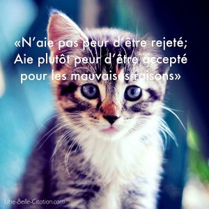 N’aie pas peur d’être rejeté; Aie plutôt peur d’être accepté pour les mauvaises raisons.