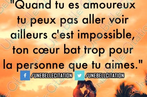 « Quand tu es amoureux tu peux pas aller voir ailleurs c’est impossible, ton cœur bat trop pour la personne que tu aimes. »