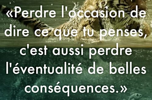 « Perdre l’occasion de dire ce que tu penses, c’est aussi perdre l’éventualité de belles conséquences. »