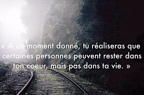 « A un moment donné, tu réaliseras que certaines personnes peuvent rester dans ton coeur, mais pas dans ta vie. »