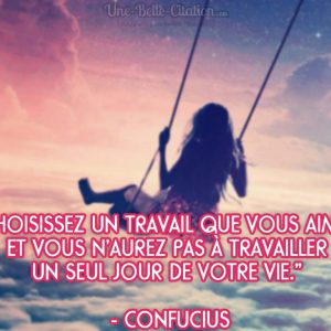 "Choisissez un travail que vous aimez et vous n'aurez pas à travailler un seul jour de votre vie." - Confucius