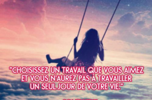 "Choisissez un travail que vous aimez et vous n'aurez pas à travailler un seul jour de votre vie." - Confucius
