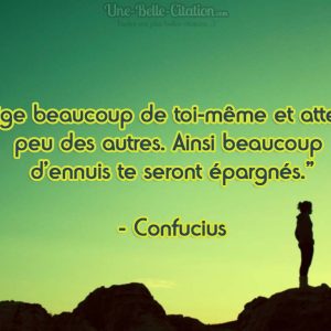 « Exige beaucoup de toi-même et attends peu des autres. Ainsi beaucoup d’ennuis te seront épargnés. » – Confucius