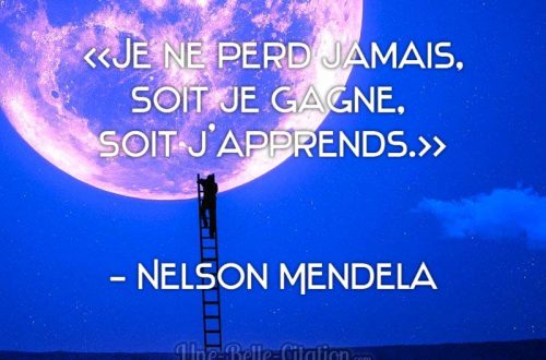 « Je ne perd jamais, soit je gagne, soit j’apprends. » Nelson Mendela