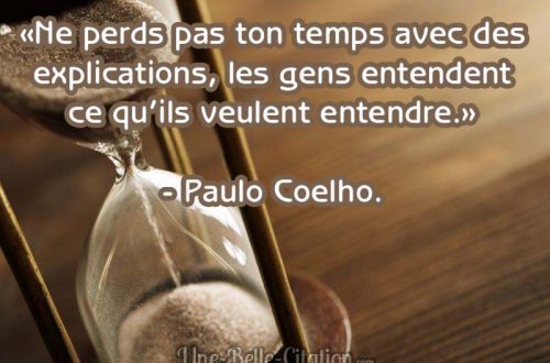 «Ne perds pas ton temps avec des explications, les gens entendent ce qu’ils veulent entendre.» – Paul Coelho.