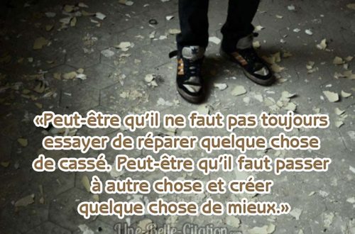 "Peut-être qu'il ne faut pas toujours essayer de réparer quelque chose de cassé. Peut-être qu'il faut passer à autre chose et créer quelque chose de mieux."