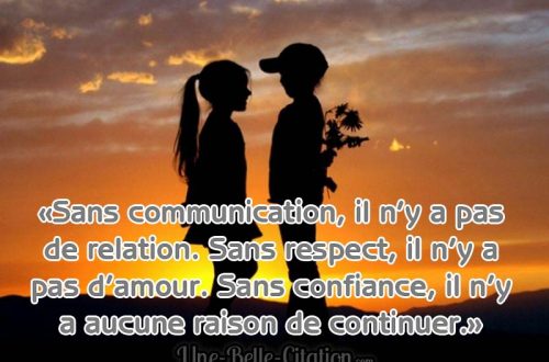 «Sans communication, il n’y a pas de relation. Sans respect, il n’y a pas d’amour. Sans confiance, il n’y a aucune raison de continuer.»