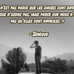 «Ce n’est pas parce que les choses sont difficiles que nous n’osons pas, mais parce que nous n’osons pas qu’elles sont difficiles.» – Sénèque