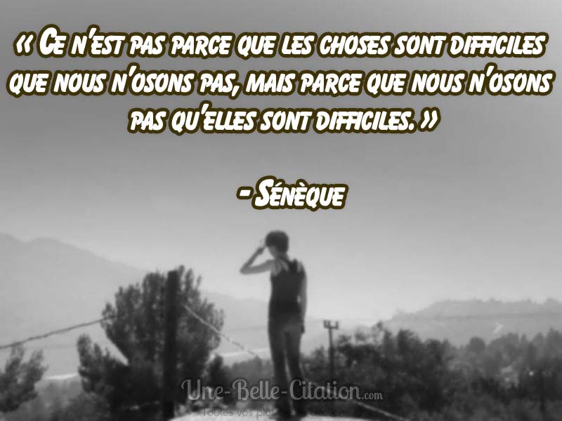 «Ce n’est pas parce que les choses sont difficiles que nous n’osons pas, mais parce que nous n’osons pas qu’elles sont difficiles.» – Sénèque