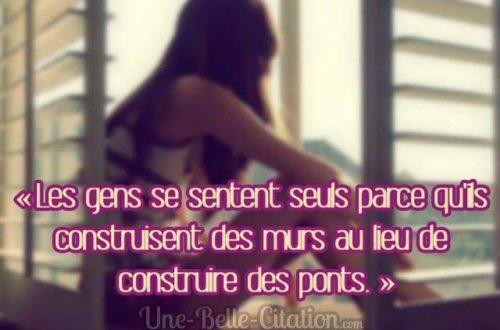 « Les gens se sentent seuls parce qu’ils construisent des murs au lieu de construire des ponts. »