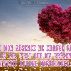 «Si mon absence ne change rien à ta vie, c’est que ma présence n’avait aucune importance.»