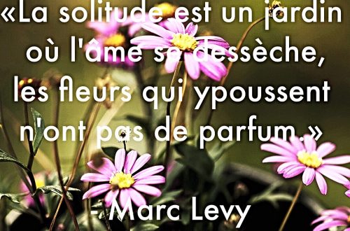 "La solitude est un jardin où l'âme se dessèche, les fleurs qui y poussent n'ont pas de parfum." - Marc Levy