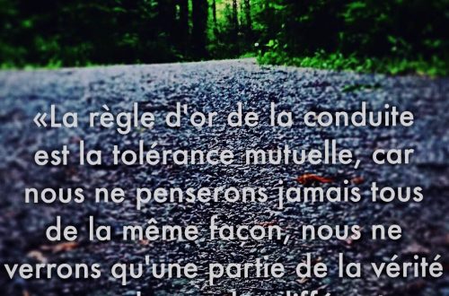 « La règle d’or de la conduite est la tolérance mutuelle car nous ne penserons jamais tous de la même façon nous ne verrons qu’une partie de la vérité et sous des angles différents. »