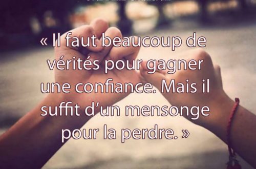 "Il faut beaucoup de vérités pour gagner une confiance. Mais il suffit d'un mensonge pour la perdre."