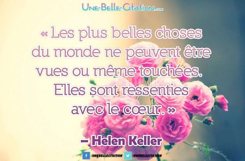 « Les plus belles choses du monde ne peuvent être vues ou même touchées. Elles sont ressenties avec le cœur. » – Helen Keller