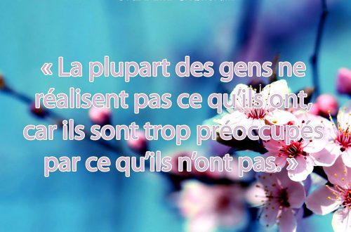 « La plupart des gens ne réalisent pas ce qu’ils ont, car ils sont trop préoccupés par ce qu’ils n’ont pas. »