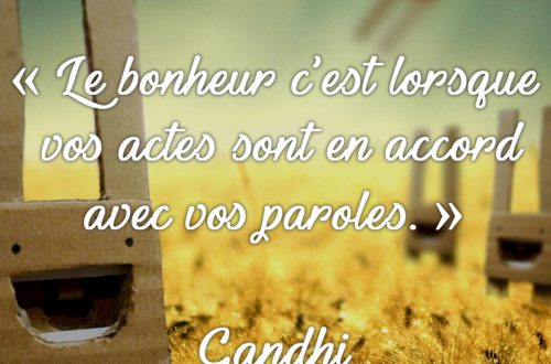« Le bonheur c’est lorsque vos actes sont en accord avec vos paroles. » Gandhi