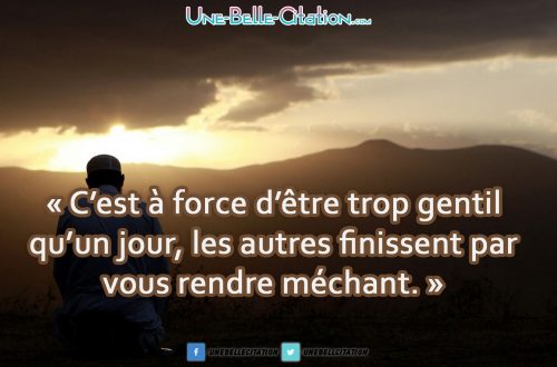 « C’est à force d’être trop gentil qu’un jour, les autres finissent par vous rendre méchant. »