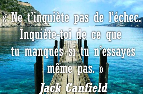 « Ne t’inquiète pas de l’échec. Inquiète-toi de ce que tu manques si tu n’essayes même pas. » Jack Canfield