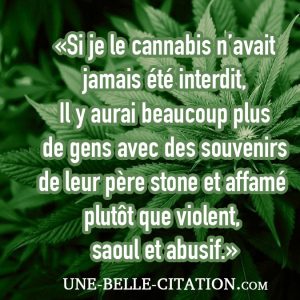 Si je le cannabis n’avait jamais été interdit, Il y aurai beaucoup plus de gens avec des souvenirs de leur père stone et affamé plutôt que violent, saoul et abusif.