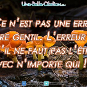 Ce n’est pas une erreur d’être gentil. L’erreur est qu’il ne faut pas l’être avec n’importe qui.