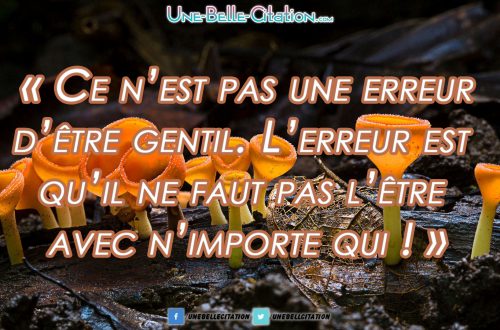 Ce n’est pas une erreur d’être gentil. L’erreur est qu’il ne faut pas l’être avec n’importe qui.