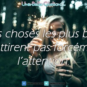 « Les choses les plus belles n'attirent pas forcément l'attention. »