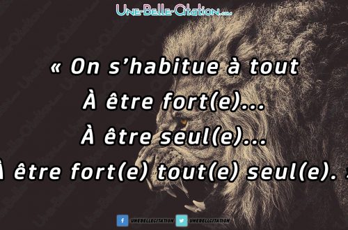 On s'habitue à tout À être fort(e)... À être seul(e)... À être fort(e) tout(e) seul(e).