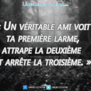 « Un véritable ami voit ta première larme, attrape la deuxième et arrête la troisième. »