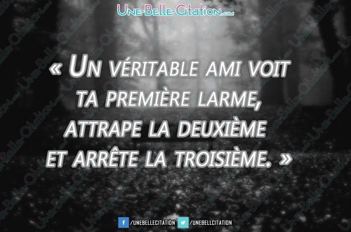 « Un véritable ami voit ta première larme, attrape la deuxième et arrête la troisième. »
