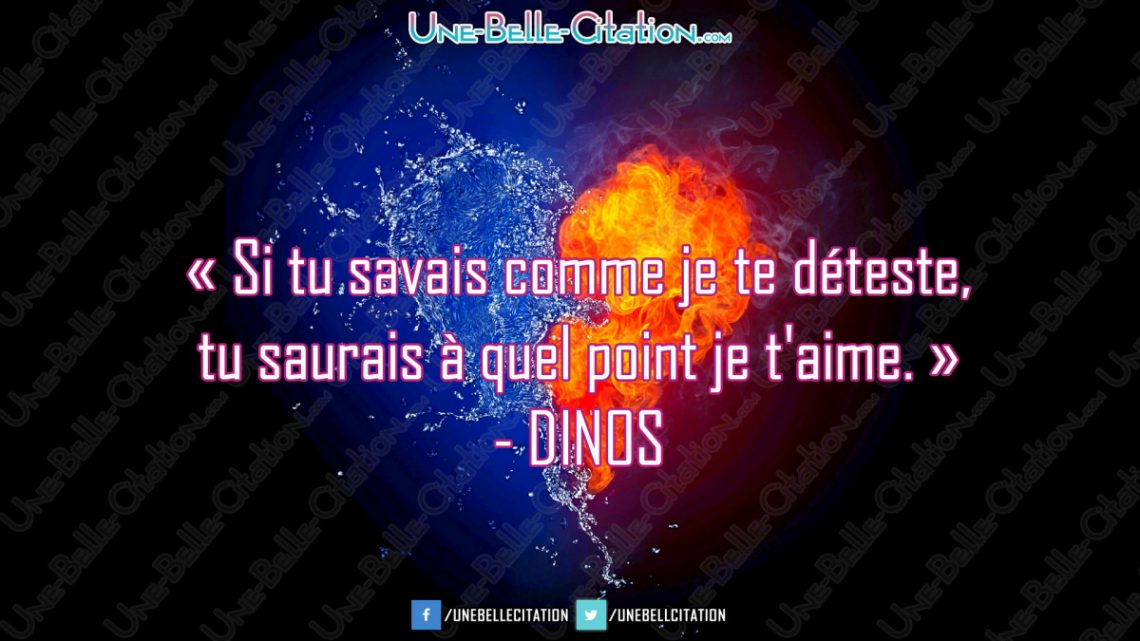 « Si tu savais comme je te déteste, tu saurais à quel point je t'aime. - DINOS »