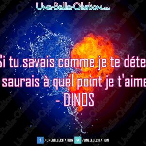 « Si tu savais comme je te déteste, tu saurais à quel point je t'aime. - DINOS »
