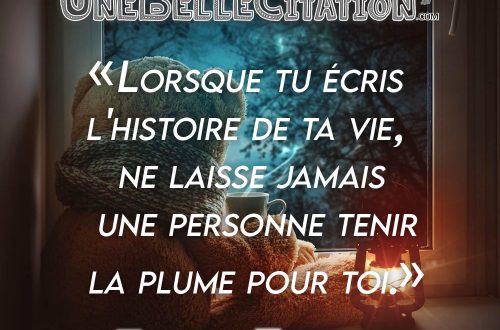 « Lorsque tu écris l'histoire de ta vie, ne laisse jamais une personne tenir la plume pour toi. »