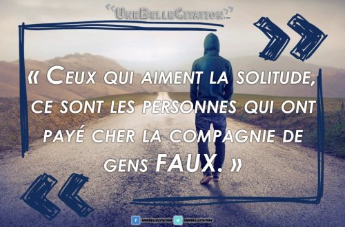 « Ceux qui aiment la solitude, ce sont les personnes qui ont payé cher la compagnie de gens FAUX. »