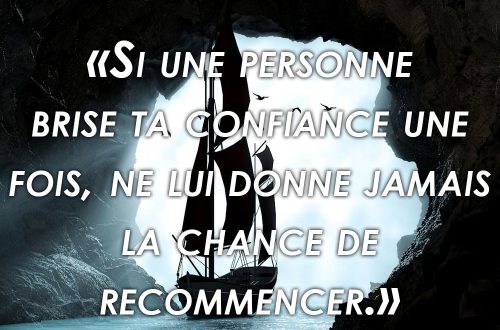 « Si une personne brise ta confiance une fois, ne lui donne jamais la chance de recommencer. »