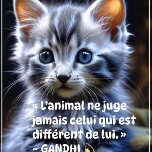 « L'animal ne juge jamais celui qui est différent de lui. » - GANDHI