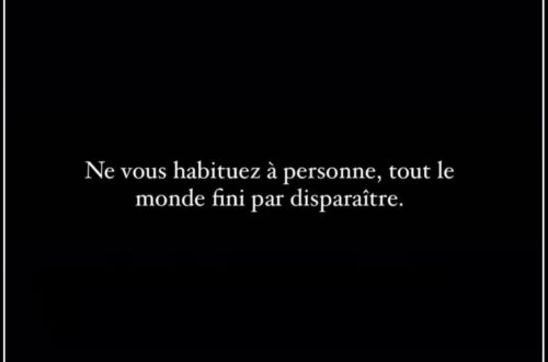 « Ne vous habituez à personne, tout le monde fini par disparaître. »