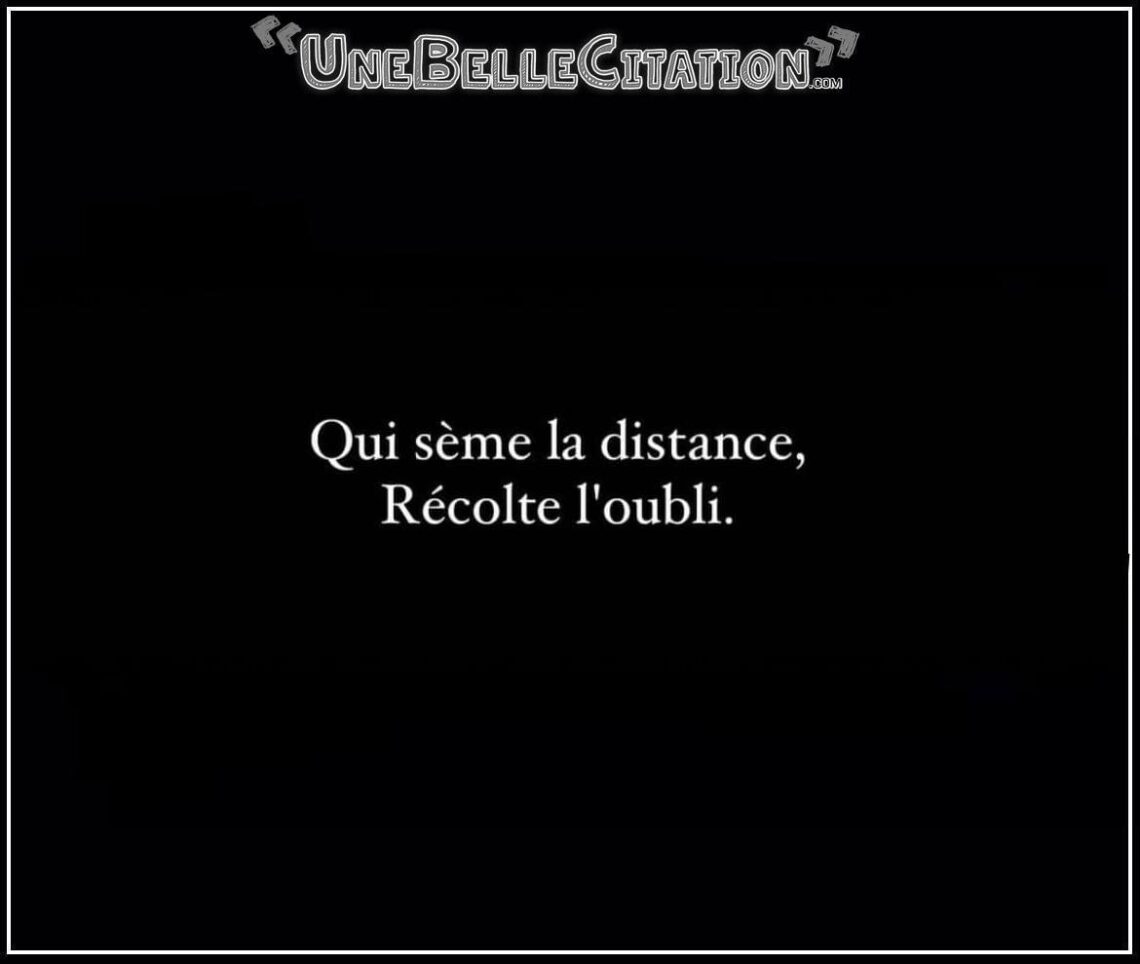 « Qui sème la distance, récolte l'oubli. »