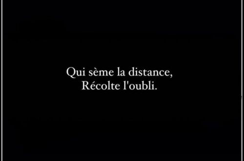 « Qui sème la distance, récolte l'oubli. »