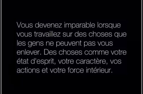 « Vous devenez imparable lorsque vous travaillez sur des choses que les gens ne peuvent pas vous enlever. Des choses comme votre état d'esprit, votre caractère, vos actions et votre force intérieur. »